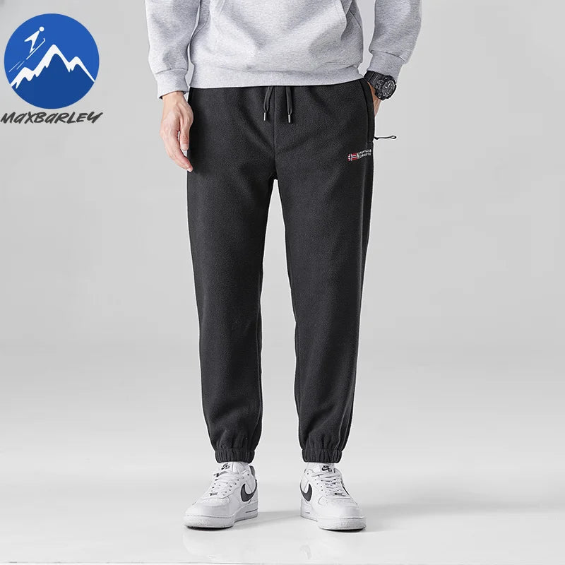 Men's Wool Sweatpants 2024 Winter New Thickened Double-Sided Fleece Casual Trousers Jogger Men's Outdoor Down Cotton Warm Pants.
