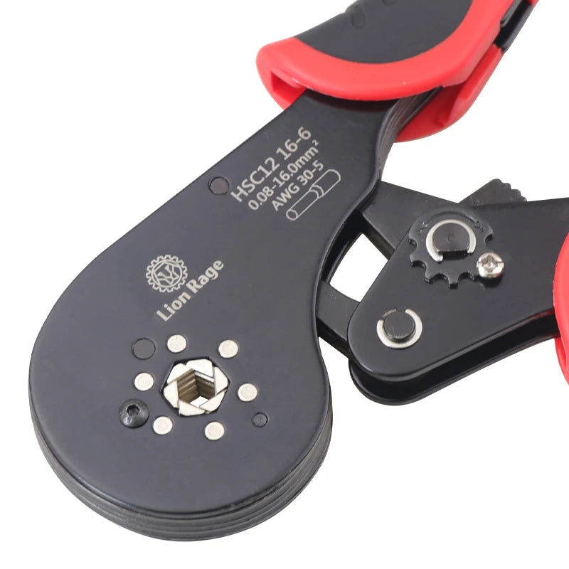 Aderendhülsen-Crimpzange HSC12 16–6 Mini-Rohrklemmen für große Anschlüsse, elektrische Klemmen, 0,08–16 mm2/30–5 AWG