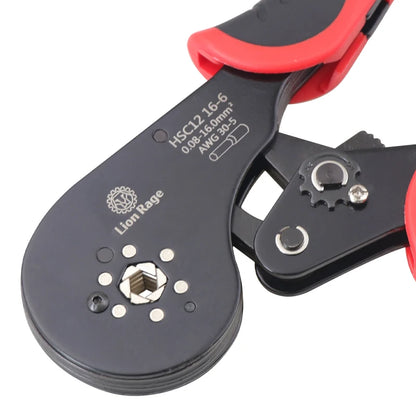 Aderendhülsen-Crimpzange HSC12 16–6 Mini-Rohrklemmen für große Anschlüsse, elektrische Klemmen, 0,08–16 mm2/30–5 AWG