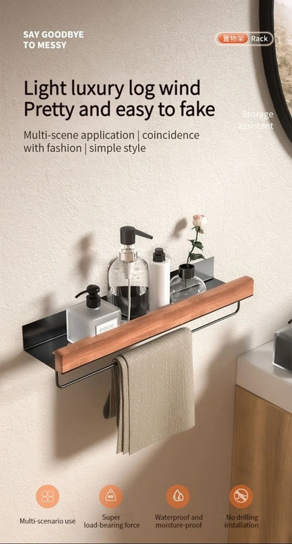 Holz Aluminium Material Eckregal Shampoo Lagerregal Dusche Wandregal Badezimmer Organizer Badezimmerzubehör