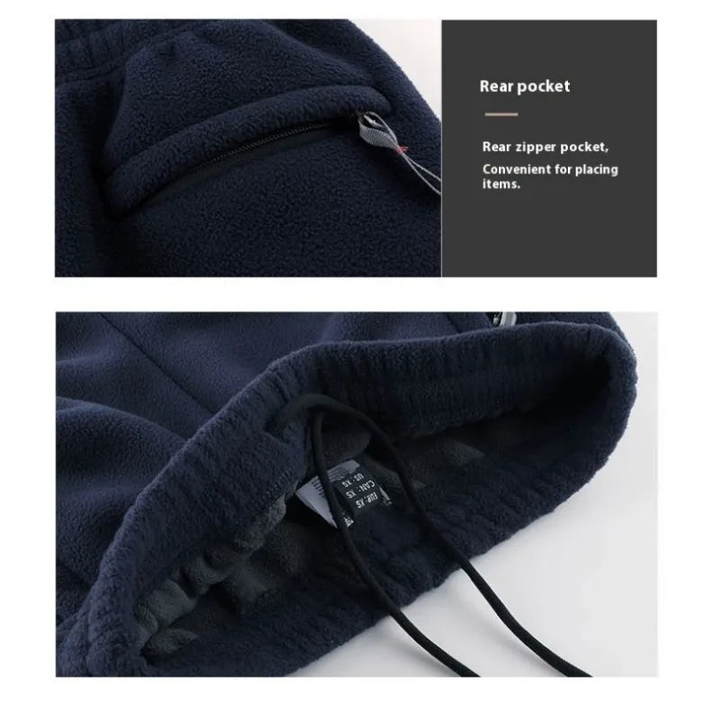 Men's Polar Fleece Pants Winter Thicken Warm Casual Fleece-Lined Jogging Sweatpants Men Loose Oversized Straight Trousers Male