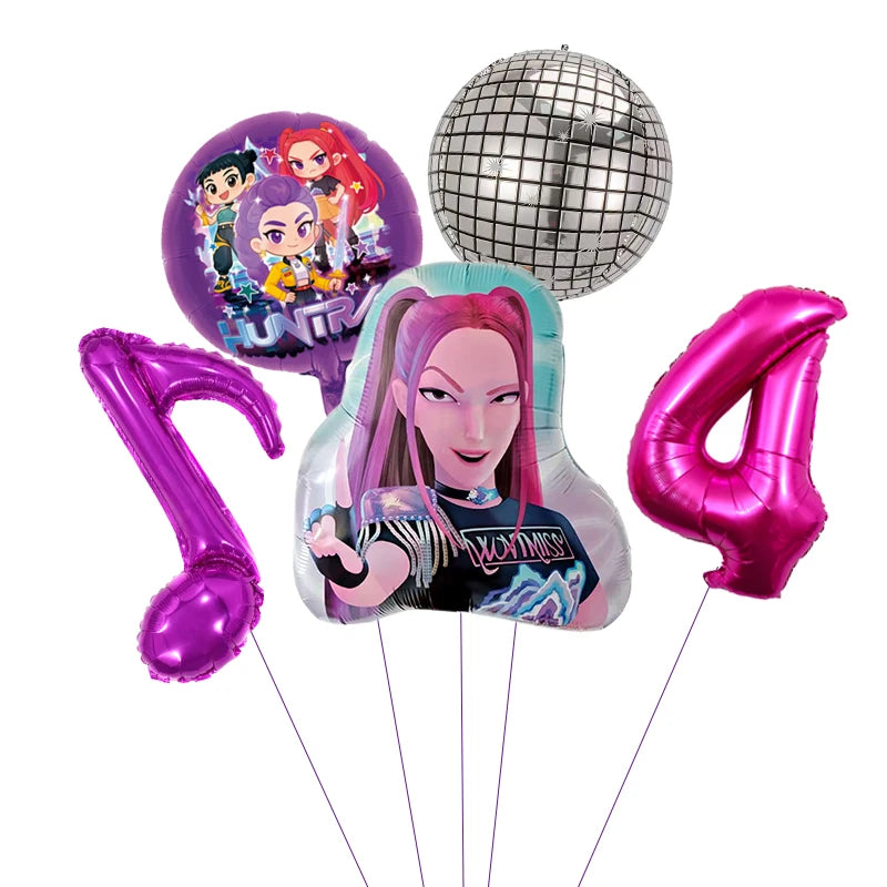 1 Set Kpop Dämonenjäger Thema Ballon Mädchen Alles Gute zum Geburtstag Party Dekoration Kinder Baby Dusche Geschenke Lieferungen.