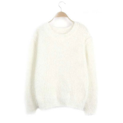 Pullover 2019 Herbst Winter Frauen Oansatz Pullover Lose Gestrickte Damen Pullover Weibliche größe Casual Einfarbig Plüsch Pullover.