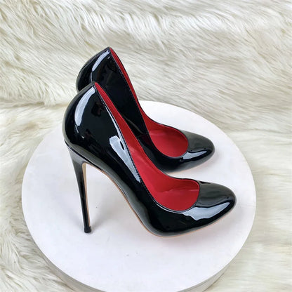 Brand Women Single Shoes 10CM 12CM Super High Heels Fashion Round Toe Stilettos Spring Autumn Female Daily Work Pumps Plus Size.