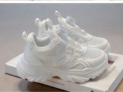 Kids Running Shoes Rotating Button Children Sports Shoes Mesh Breathable 2025 Brand New Children Sneakers Thick Comfortable.