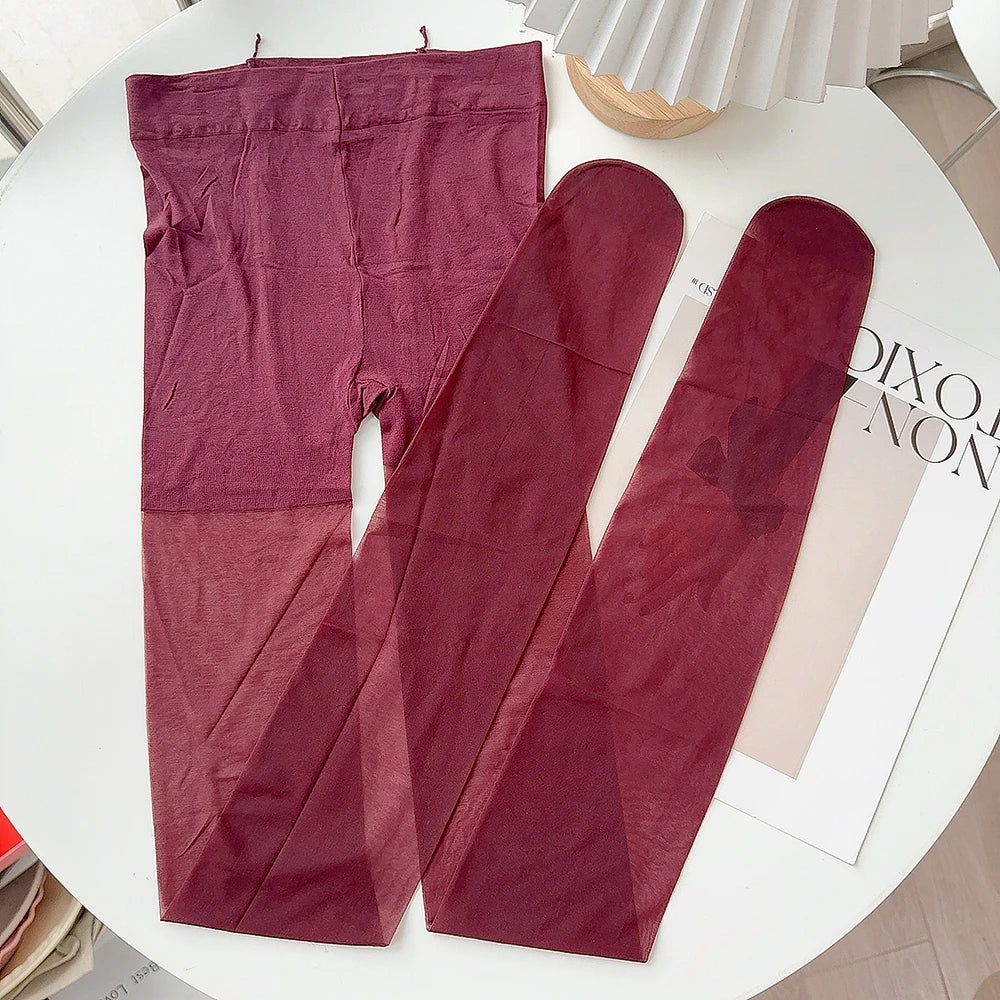 1/2Pcs Sexy Wine Red Stocking Women Girl Burgundy Thin Thick Elastic Tight Vintage Anti-Hooker Comfortable Pantyhose Accessory
