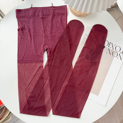 1/2Pcs Sexy Wine Red Stocking Women Girl Burgundy Thin Thick Elastic Tight Vintage Anti-Hooker Comfortable Pantyhose Accessory