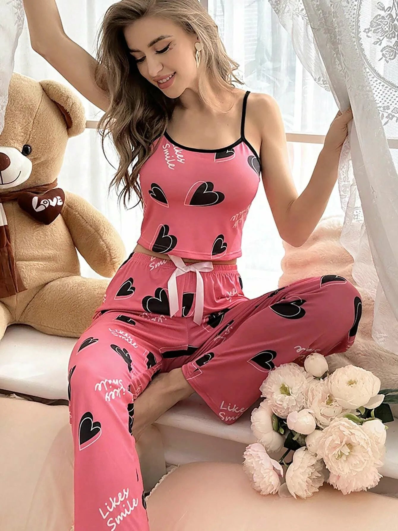 Damen-Pyjama im neuen Stil, Neckholder-Top, Hose, elegant, lässig, sexy, Heimkleidung.