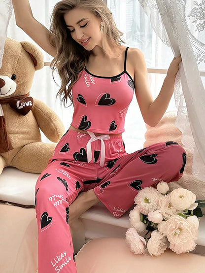 Damen-Pyjama im neuen Stil, Neckholder-Top, Hose, elegant, lässig, sexy, Heimkleidung.