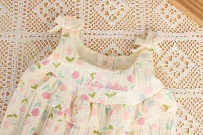 Milan cel 0-2 y Baby Mädchen Kleidung Rüschen Leibchen einteilige Tulpe Kaninchen Säugling Mädchen Overalls Kleinkind Bodysuit mit Hut.