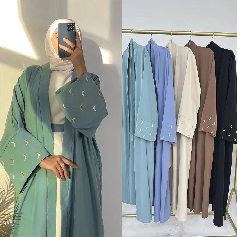 Women Dress Soft Nida Nursing Mother Abaya with Side Zip Front Islamic Clothing Puff Sleeves Breastfeeding Abaya Modest Dresses.