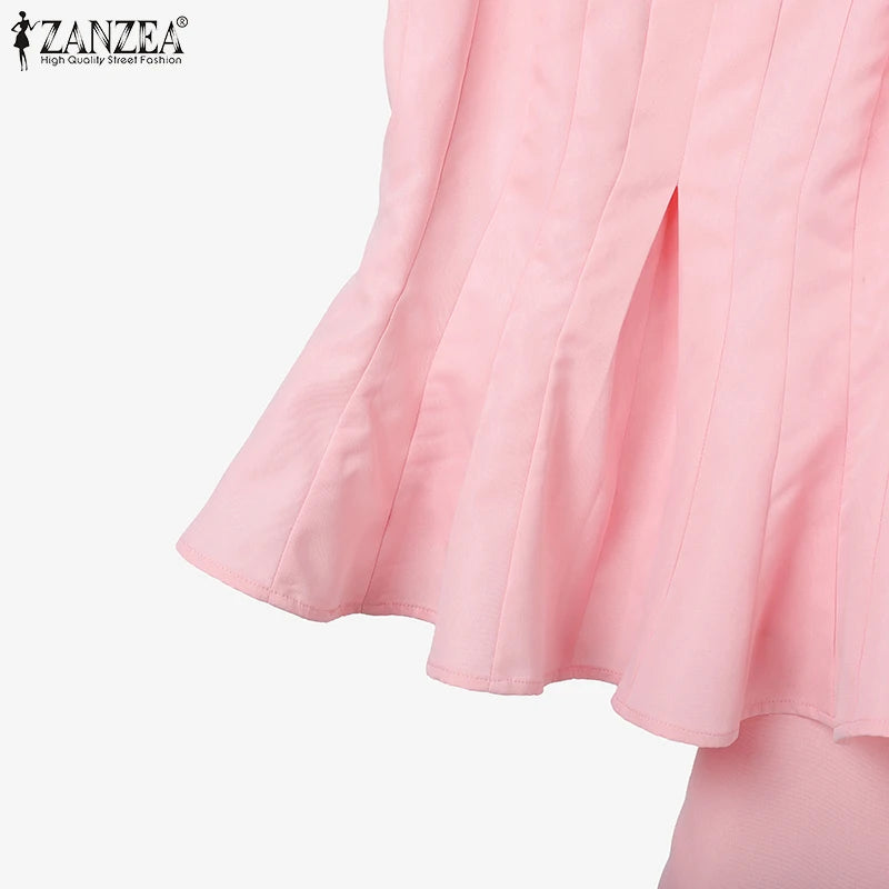 ZANZEA Women Stylish 2 Pieces Pant Sets Spaghetti Straps V-Neck Ruffled Camisole Tops & Wide Leg Pants 2pcs Suits Woman Outfits.