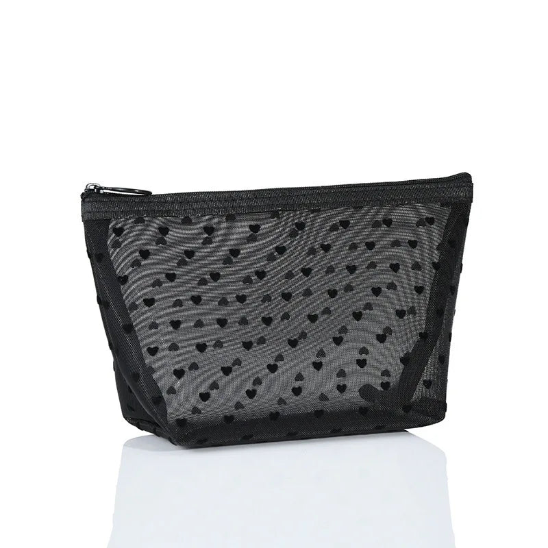 1pcs Transparent Mesh Zipper Cosmetic Bag Women Necessary Organizer Fashion Small Large Black Toiletry Bags Makeup Pouch Case