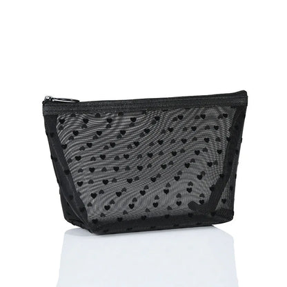 1pcs Transparent Mesh Zipper Cosmetic Bag Women Necessary Organizer Fashion Small Large Black Toiletry Bags Makeup Pouch Case