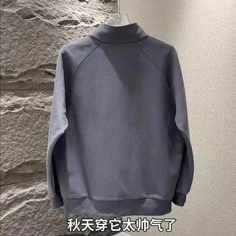 Hoodie men's spring and autumn style new cardigan with shoulder insertion All match jacket men's Korean version handsome top men.