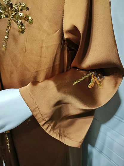 Women Eid Dubai Abaya Luxury Muslim Fashion Sequin embroidery Kimono Cardigan Long Dress Kaftan Robe Femme Islam Clothing Kebaya.
