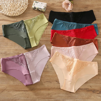 BZEL 10PCS/Set Women's Panties Exquisite Sweet Lace Underwear Sexy Lingerie Silk Satin Briefs Woman Comfort Breathable Underpant.