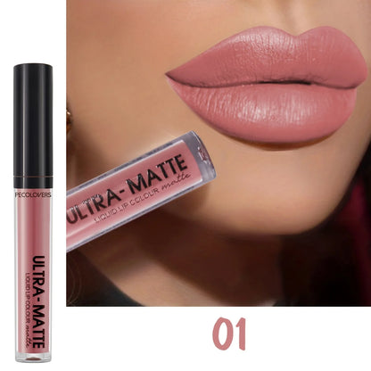 1PC Long-Lasting Matte Lip Gloss Velvet High Pigmented Matte Lip Glaze Liquid Lipstick Daily Party Eye Makeup (12 Colors).