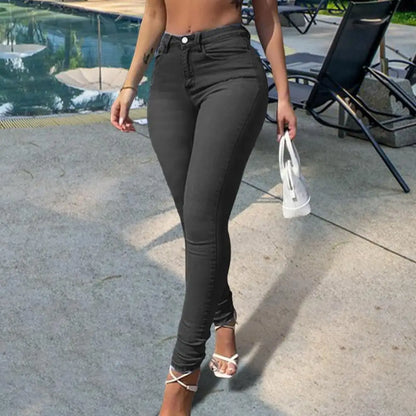 Skinny Pants Long Lasting Slim-fitting Full-Length Leggings Skinny Trousers Mid-Waist Eye-catching Denim Pants for Girl.