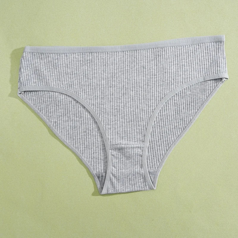 5PCS Women's Cotton Panties Sexy Low Waist Briefs Striped Underpants Female Comfortable Stretch Lingerie Ladies Soft Underwear