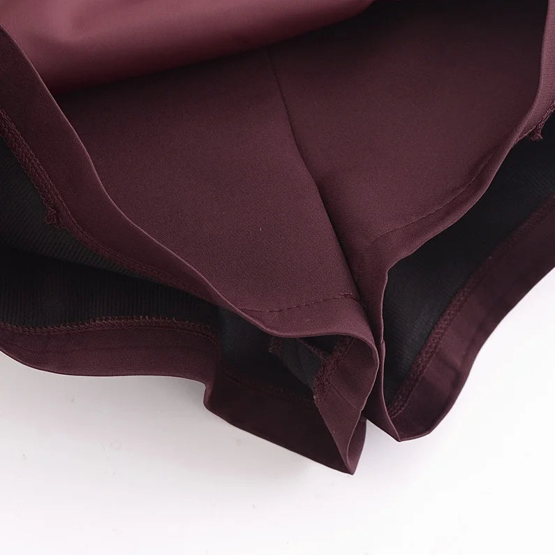 TRAF Shorts for Women Fashion Autumn Winter New Comfortable Casual Solid Color Side Zip Middle-waisted A-line Culotte Skirt Pant.