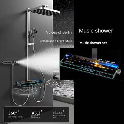 Bluetooth Music Digital Bathroom Shower System Ambient Lighting thermostatic Digital Bathroom Shower Set Faucets Accessories