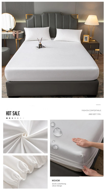 WOSTAR Waterproof mattress protector cover single double bed twin full queen king size elastic fitted sheet style protection pad.