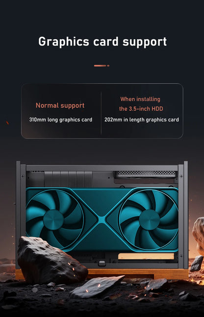 Jonsbo T9 Aluminum Alloy ITX Chassis Computer Desktop Host Shell Type-C 11L Small PC Case With PCIE 4.0 GPU Adapter Cable.