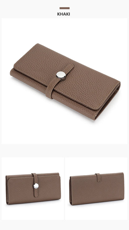 Genuine Leather Wallet Women Long Clutch Fashion Luxury Brand Ladies Purses Card Holder Zipper Coin Pocket High Quality Billfold.
