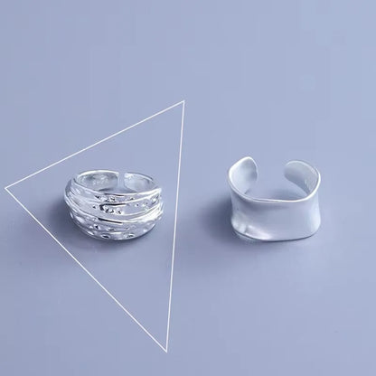 VENTFILLE 925 Sterling Silver Irregular Design Wave Golden Stackable Finger Rings Trendy Adjustable For Women Gifts Dropshipping