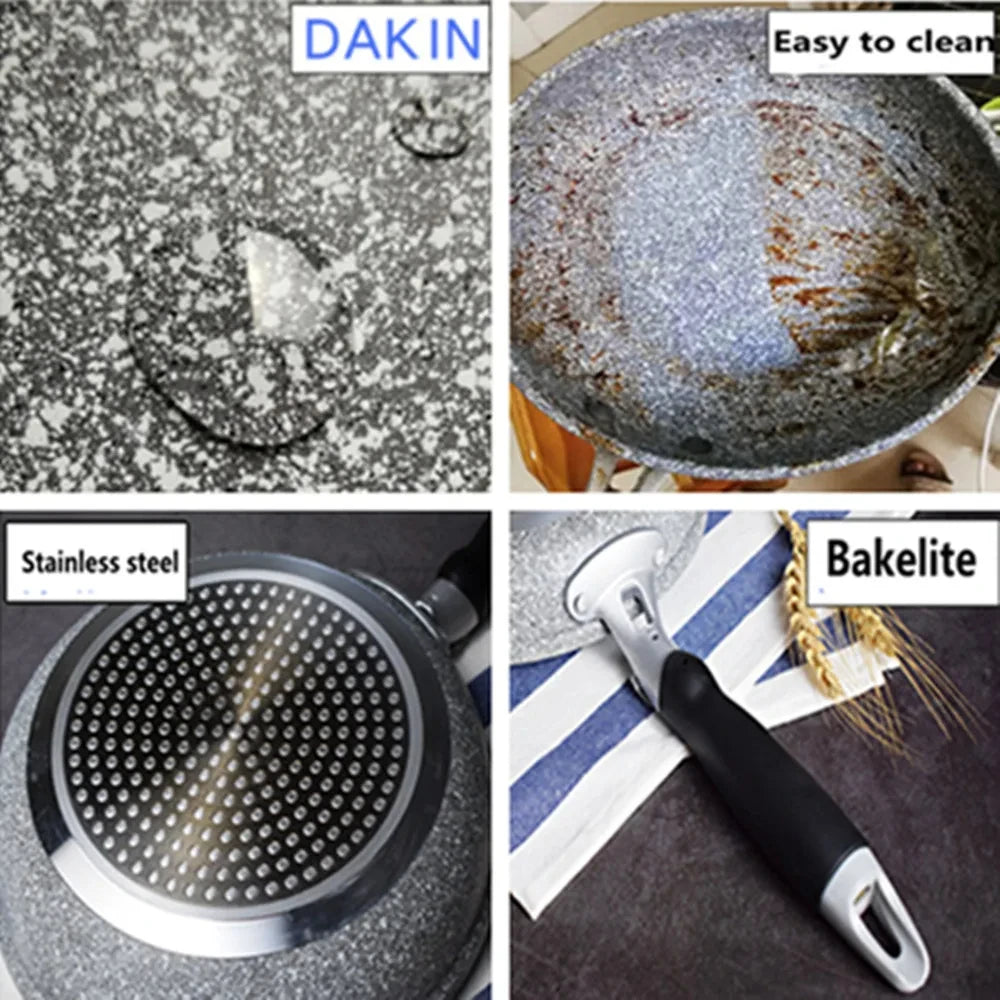 Durable Stone Frying Pan28/26/24/20cm Wok Non-stick Pan Skillet Cauldron Induction Cooker Pans Pancake Egg Gas Stove Home.