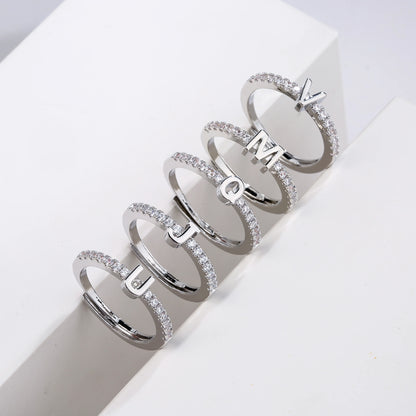 HECHENG,Fashion Initials Letter Ring Women Classic Simple Opening Finger Ring For Women Party Jewelry Gift Wholesale.