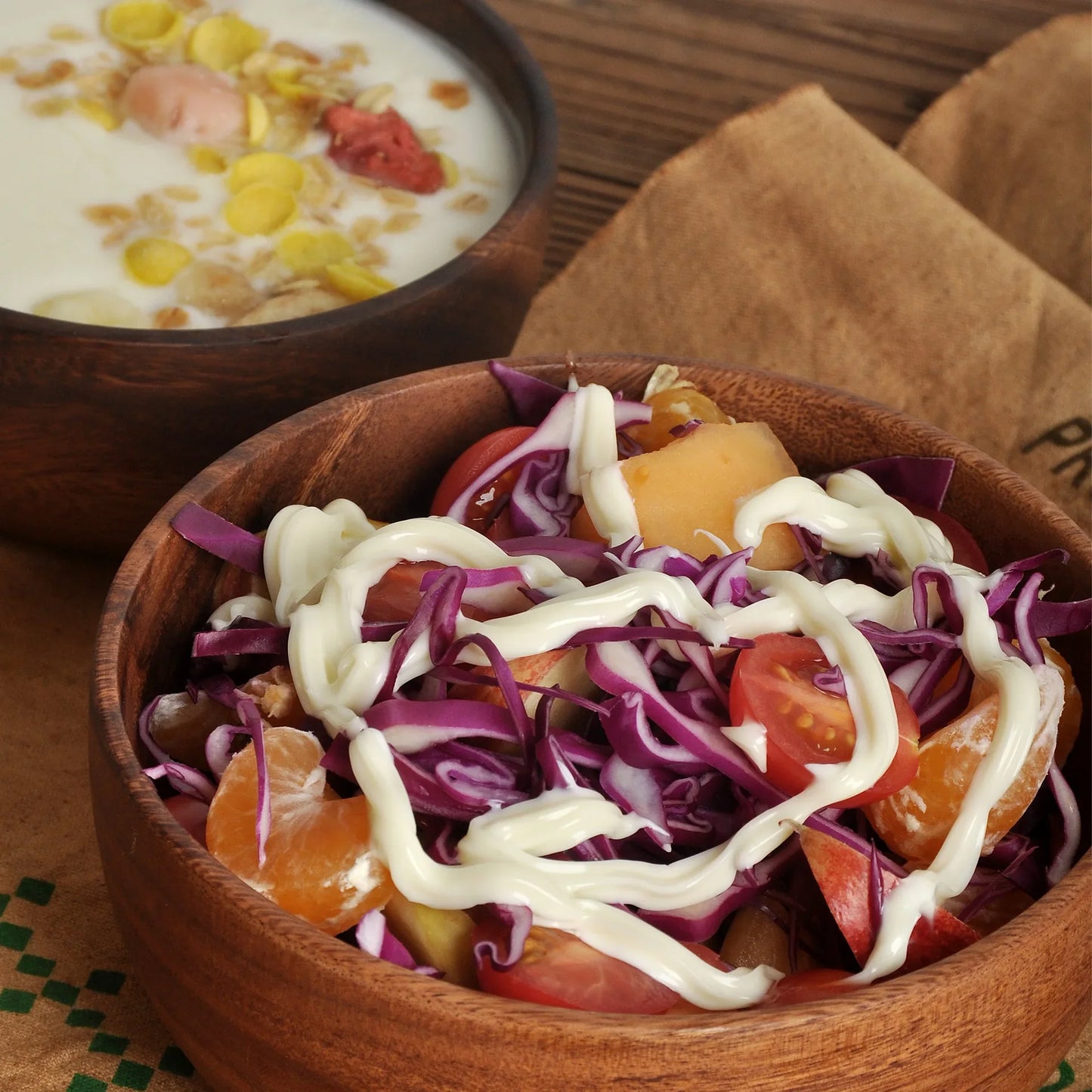 Leeseph Salad Bowls, Wooden Salad Bowls, Large Acacia Wood Serving Bowl for Fruits, Salad, Eco-friendly.