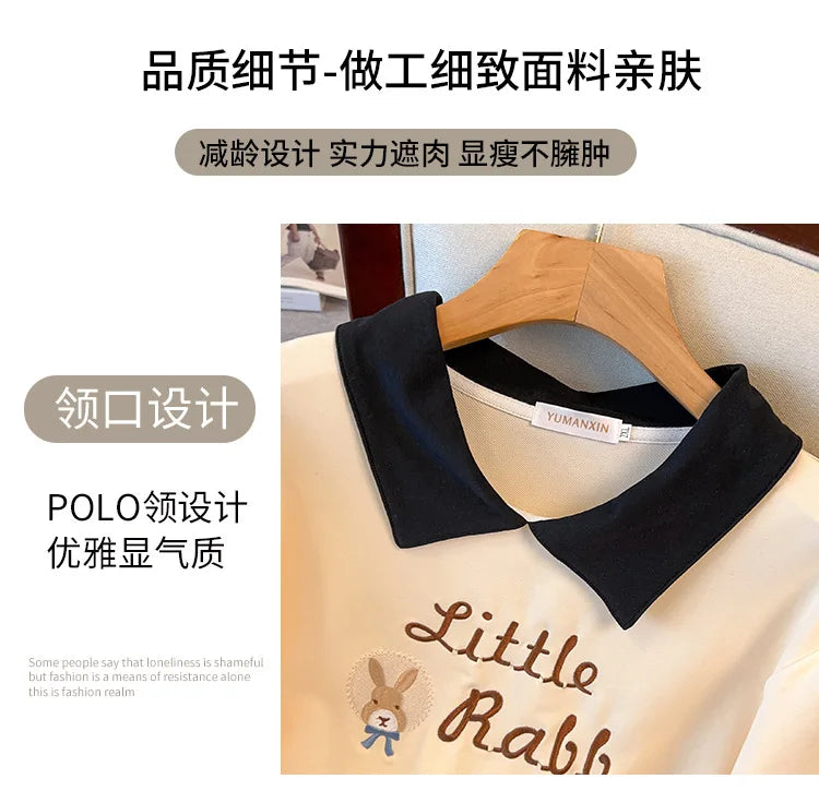 175kg plus size Damen büste Herbst lose Revers Sweatshirt Langarm lässig Top schwarz Aprikose 6xl 7xl 8xl 9xl 10xl 11xl.