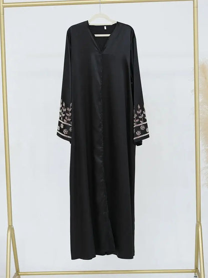 Ramadan Eid Open Beading Kimono Abaya Dubai Muslim Prayer Clothes Women Kebaya Kaftan Dress Islam Robe Arabe Femme Musulmane