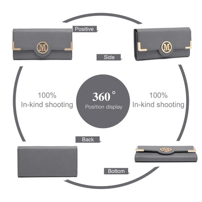 Miss Lulu WOMEN'S purse Long Wallet with zipper PU leather Card hand fan keys Holder Phone Case.