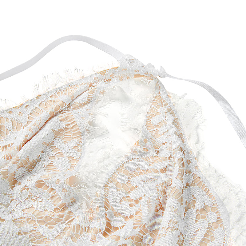 Ladies Elegant Jumpsuit  Spaghetti Straps V-Neck Solid Embroidered Lace Open Back Wide Leg Jumpsuit Long Jumpsuit Black White.