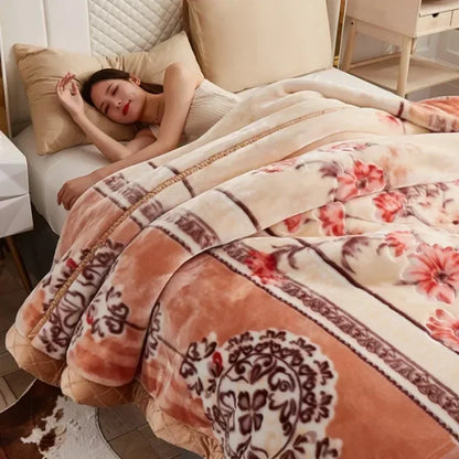 Double-layer Thick Plush Blanket Warm Skin Friendly in Winter Quilt Multiple Non Shedding Prints High Quality Bedding Article