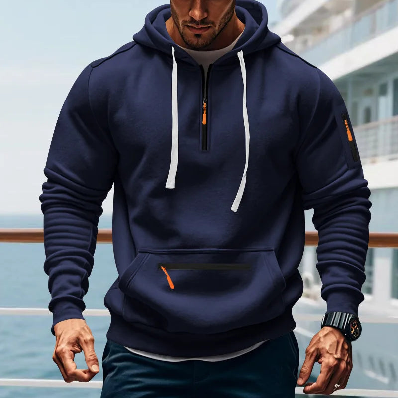 Men's Loose Fit Heavyweight American-Style Casual Sportswear Jacket fleece Lined Hooded Sweatshirt for Winter.