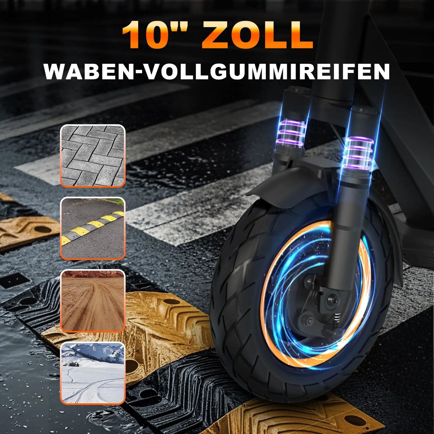 RCB 350W Foldable Electric Scooter for Adult ABE, Double Brake Waterproof Body E-Scooter, 10in Honeycomb Tires 120kg Capacity.