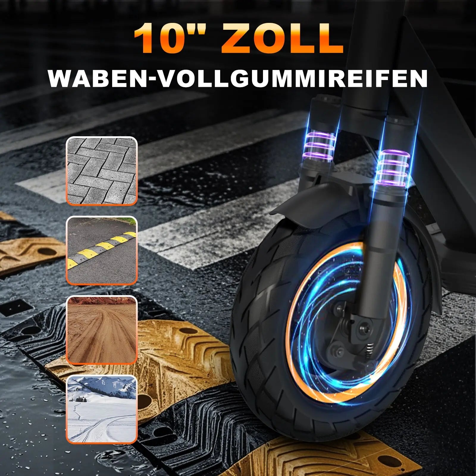 RCB 350W Foldable Electric Scooter for Adult ABE, Double Brake Waterproof Body E-Scooter, 10in Honeycomb Tires 120kg Capacity.