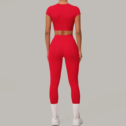 Seamless Yoga Sets Sports Fitness High Waist Hip Lift Tight Breathable Tracksuit Workout Clothing Gym Leggings Suit for Women