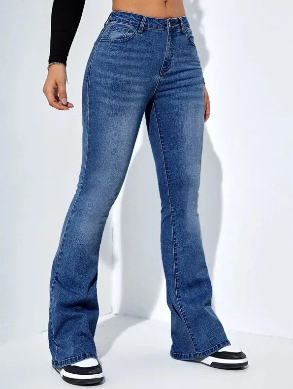 Jeans Women Denim Pants Long Pant Sheath Slim Fit Sexy Solid Mid Waist Button Pocket Trousers Straight Hip Wrap Casual.