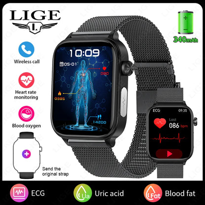 2025 New ECG+PPG Smart Watch Women Heart Rate Blood Lipid Uric Acid Women Menstrual Health Tracker Smartwatches For Android iOS