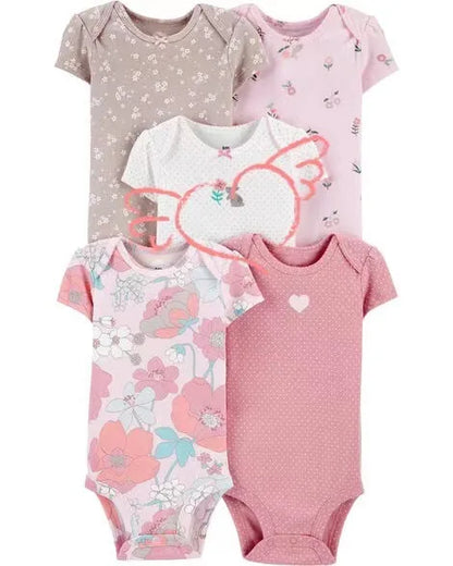 5 teile/satz Baumwolle Weiche Bequeme Baby Bodys Kurzarm Einteiliges für Neugeborene Sommer Bebe Kleidung Baby Dusche Geschenke