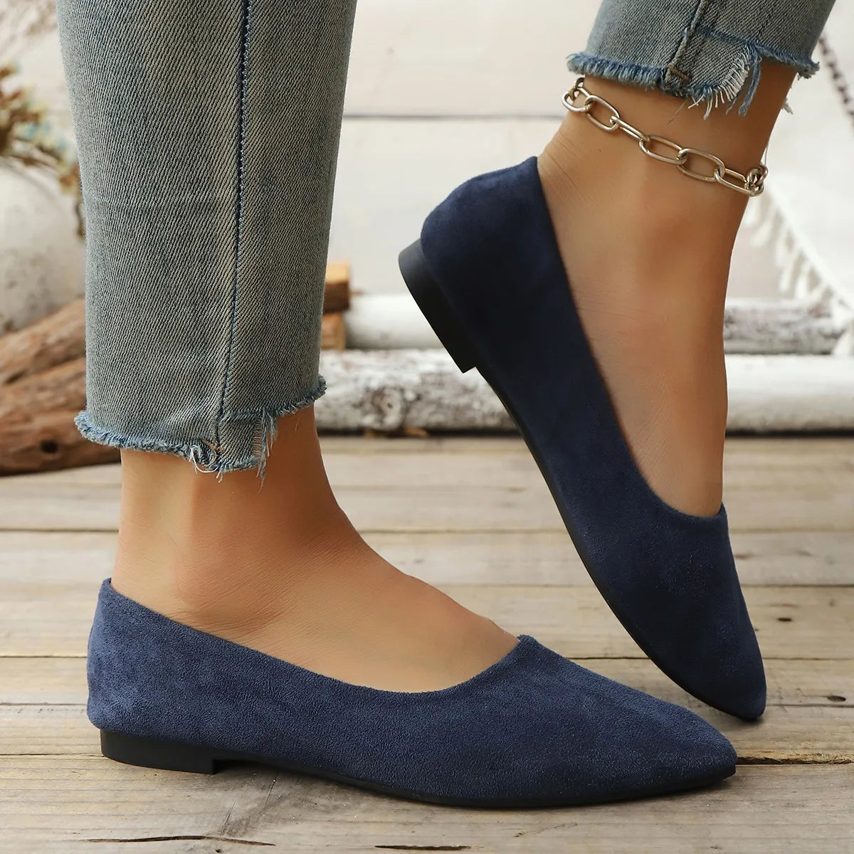 Women's Pointed Toe Ballet Flat Shoe Spring/autumn Fashion Slip on Loafers Outdoor Comfortable  Casual Flat Shoes for Women.