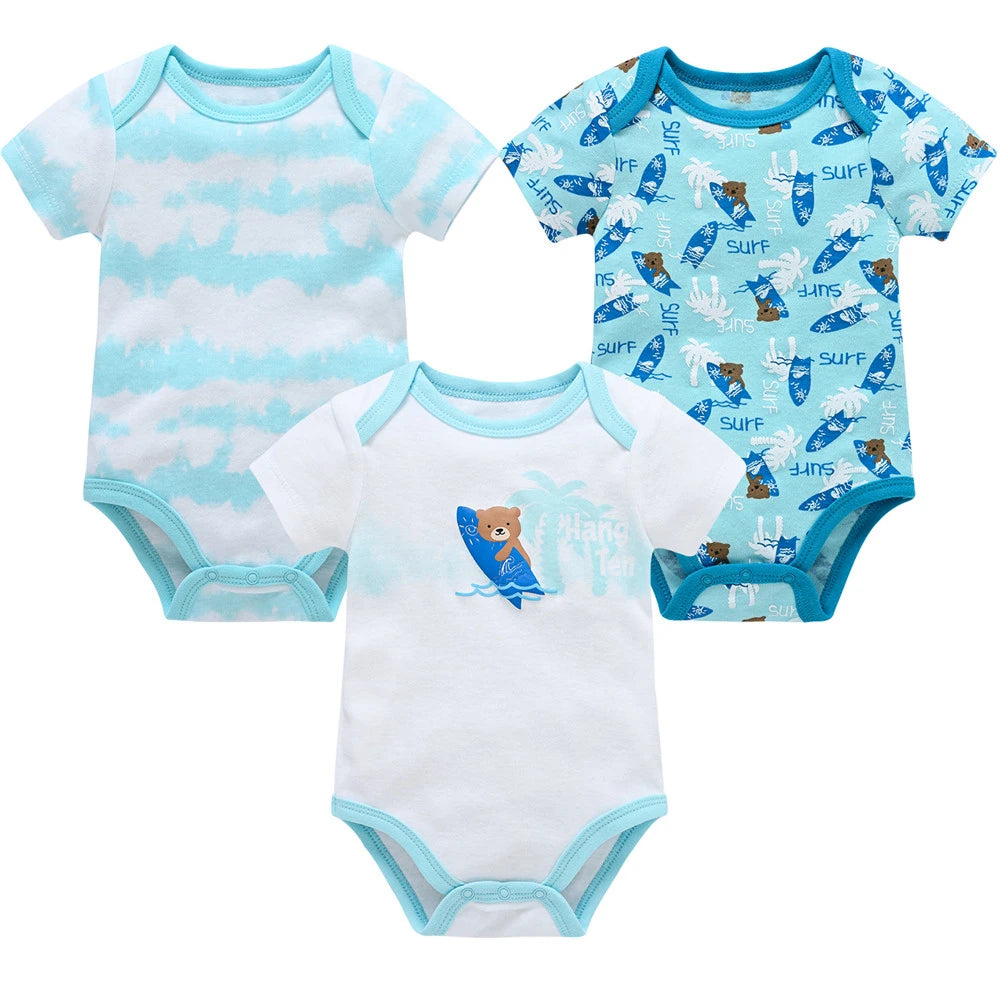 3 Teile/los Neugeborenen Baby Body 100% Baumwolle Kurzarm 3M 6M 9M 12M Mädchen Kleidung coole Druck Infant Overall