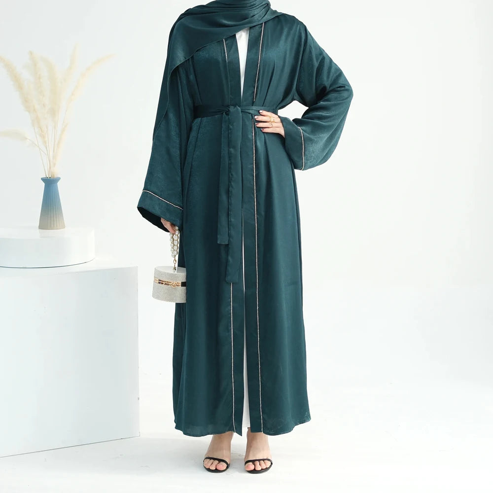 Ramadan Women's Galabiyas Solid Open Kaftan Dubai Abaya Dress Turkey Kimono Long Cardigan Fashion Muslim Islamic Clothing