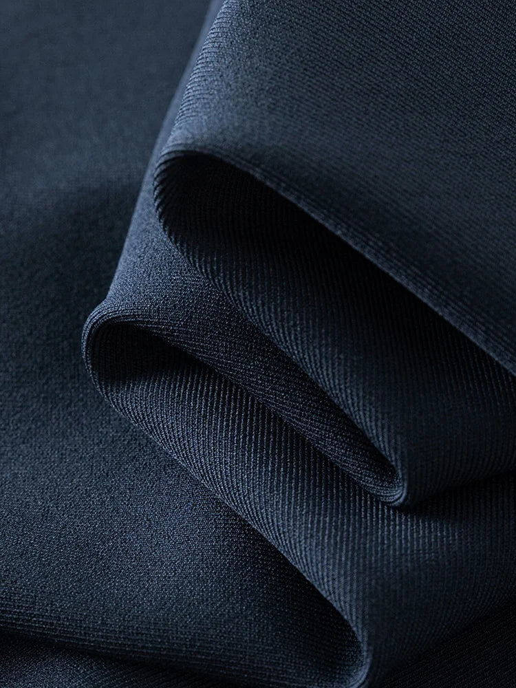 FSLE 2025 New Arrival Women Zipper Waist Office Lady Elegant Grey Skirt Pleated Design Navy Blue Color Long Skirt Daily Outfits