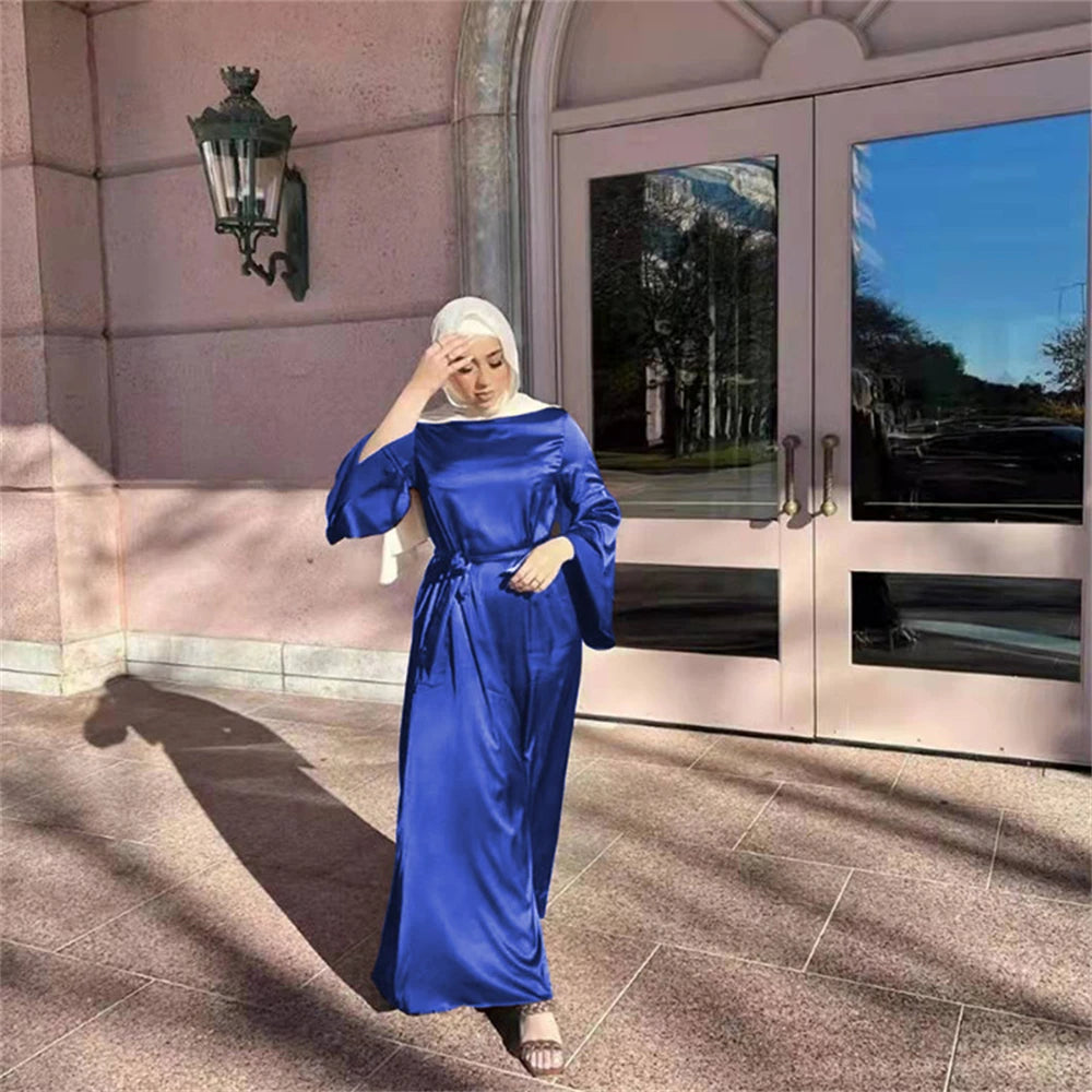 Eid Kebaya African Dresses For Women Muslim Kaftan Satin Shiny Batwing Abaya Dubai Luxury Caftan Marocain Robe Femme Musulmane.